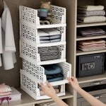 Plantex Plastic Clothes Organizer for Wardrobe/Cupboard Organizer for Clothes/Closet/Drawer Organizer/Almirah Space Organiser for Cupboard (5-Tier, White)