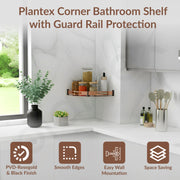 Plantex Bathroom Corner Rack for Wall/Stainless Steel Shelf for Bathroom Corner with Railings/Bathroom Accessories Holder (9x9 inches, PVD Rose Gold & Black)