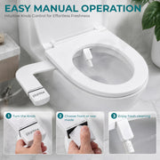 Plantex Bidet Seat Attachment for Western Toilet/Dual Nozzle Toilet Bidet Sprayer/Front & Rear Wash/Adjustable Water Pressure/Non-Electric Hygienic Toilet Attachment - White