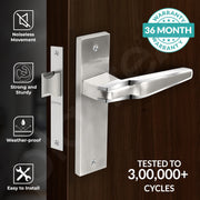 Plantex Heavy Duty Door Lock ÃƒÂ¢Ã¢â€šÂ¬Ã¢â‚¬Å“ Bathroom Door Lock/Mortise 8inch Keyless Plate Handle Set for Home/Bathroom/Store Room/Balcony/Office with Baby Latch (8064, Steel Satin and Chrome)