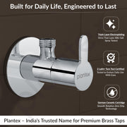Plantex FLO-805 Pure Brass Angle Valve for Bathroom with Teflon Tape & Brass Wall Flange/Angle Cocke for Bathroom/Wash basin/Washing Machine- (Chrome)