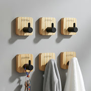 Plantex Wall Hanging Hook/Wooden Square Self Adhesive Robe Hooks for Kitchen/Bathroom/Bath Towel Hook/Stylish Home Decor Items - Pack of 6