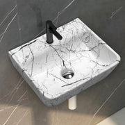 Plantex Wall Mount Wash Basin for Bathroom/Designer Ceramic Basin/Rectangle Countertop Wash Basin/Home/Office (17 x 14 x 5 Inch)
