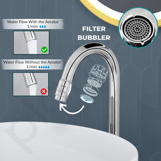 Plantex Pure Brass Mouth Flow Swan Neck Pillar Cock Water Tap with Teflon Tape/Tabletop Basin Tap with 7 Year Warranty (MAG-1204-Chrome)