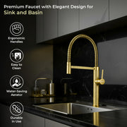 Plantex Solid Brass Kitchen Sink Mixer Tap | Hot & Cold Water Single Lever With 360Ãƒâ€šÃ‚Â° Swivel Spout | Gold (8982)