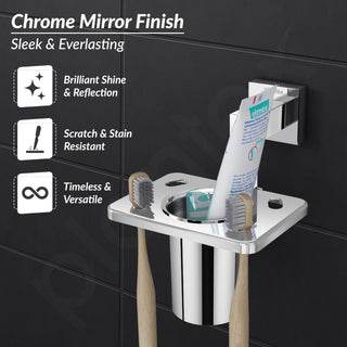 Plantex 304 Grade Stainless Steel Tooth Brush Holder/Tumbler Holder/Bathroom Accessories - Splash (Chrome)