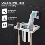 Plantex 304 Grade Stainless Steel Tooth Brush Holder/Tumbler Holder/Bathroom Accessories - Splash (Chrome)