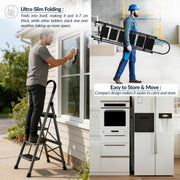 Plantex Steel Ladder for Home/Strong Foldable Wide 6 Step Ladder/Anti-Skid 6 Step Ladder - (Apex - Black)