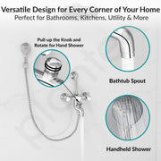 Plantex Brass Wall Mixer for Bathroom 3 in 1/L-Bend Connector for Overhead Shower/Hand Shower/Spout Mixer Tap/Mixture Tap for Bathroom with 7-Year Manufacturer's Warranty-(Ico-919-Chrome)