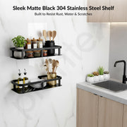 Plantex Stainless 304 Grade Steel Shelf for Bathroom/Kitchen Rack - Bathroom Accessories - Pack of 2 (12X5 Inches-Black Finish)