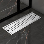 Plantex 304 Grade Stainless Steel Shower Water Drain Channel/12x4 Inch Floor Drain/Drainage Cover/Floor Drain Cover with Removable Grate - (VERTICLE, Chrome)