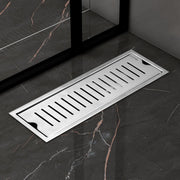 Plantex 304 Grade Stainless Steel Shower Water Drain Channel/12x4 Inch Floor Drain/Drainage Cover/Floor Drain Cover with Removable Grate - (VERTICLE, Chrome)