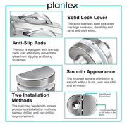 Plantex Stainless Steel Glass Door Lock - No Drilling/Lock for Main Door/Door Thickness 10 mm to 12 mm/3 Ultra Keys Out Side & Knob/Cabin Balcony Door for Office & Home - Pack of 1 (Matt)