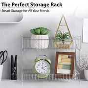 Plantex 2-Tier Stainless Steel Rack For Kitchen/Kitchen Organizer Rack/Countertop Tiered Shelf/Small Jar Organizer (Chrome)