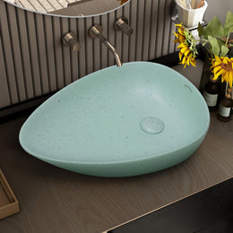 Plantex Table Top Wash Basin for Bathroom/Designer Ceramic Basin/Oval Countertop Vessel Sink Basin for Home/Office (Pistachio Green - 22 x 15 x 5 Inch)