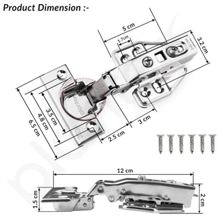Plantex (Algo) Cabinet Hinges/304 Grade Stainless Steel Locking Solutions and Systems/2D Soft Closing Concealed Hinges for Kitchen/Wardrobe/Doors/Window - Pack of 2 (Chrome)