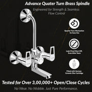 Plantex 2 in 1 Wall Mixer for Bathroom/Mixer L-Bend Provision for Overhead/Mixer Tap for Bathroom with Water Saving Nozzle and Wall Flange (3215, Chrome)