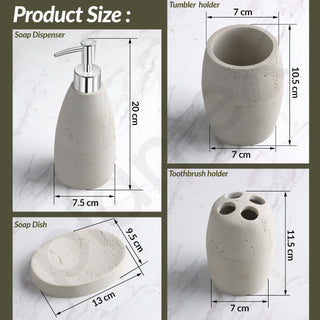 Plantex Polyresin Bathroom Accessories Set Soap Dispenser/Toothbrush Holder/Tumbler Holder/Soap Dish - 4 Piece(901)