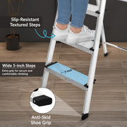 Plantex Big Foot 5 Step Foldable Aluminium Ladder/Step Ladder for Home Use with Wide Anti-Slip Steps and Secured Joints/5-Year Manufacturer Warranty(Black & Silver)