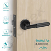 Plantex Heavy Duty Bathroom Door Lock/Mortise Keyless Handle Set for Home/Store Room/Bathroom/Balcony/Office with Baby Latch (Black)