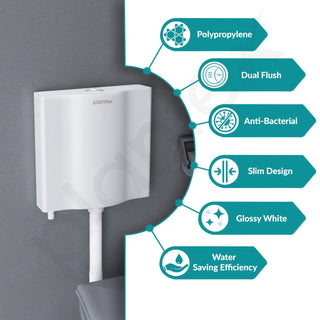 Plantex Flush Tank for Toilet with 8 LTR Water Capacity/Polypropylene Toilet Flush Tank/Flushing Cistern for Bathroom - Pack of 1 (White)