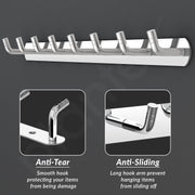 Plantex Wall Hooks for Hanging Cloth/Stainless Steel Towel Hangers/Bathroom Robe Hooks/Door Hangers/Wall Hook Rack/Hook Rail for Hanging Keys - 8 Hooks (Pack of 1, Chrome)
