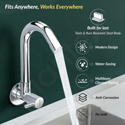 Plantex Sink Tap for Kitchen Basin/Wall Mount Kitchen Sink Tap with Wall Flange and Water Saving -(MKS-1277-Chrome)