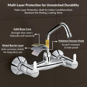 Plantex Pure Brass Kitchen Sink Tap with 360Ãƒâ€šÃ‚Â° Swivel Spout/Dual Handle Hot and Cold Water Tap for Kitchen/Sink Mixer with Brass Wall Flange and Teflon Tape (FLO-814-Chrome)