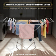 Plantex Cloth Dryer Stand/Stainless Steel Dry Clothes Stand/Foldable Dry Clothes Stand/Steel Cloth Stand - Pack of 1 (Chrome)