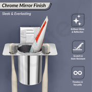 Plantex Tumbler Holder for Bathroom/Stainless Steel Toothbrush Holder/Toothpaste Holder/Bathroom Accessories - (Chrome)