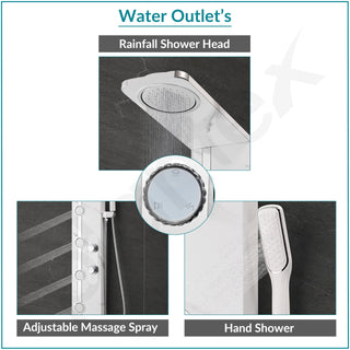 Plantex SS-304 Marble Textured Shower Panel for Bathroom with Showerhead/Hand Shower with Hose Pipe & Clamp/Body Massage Jets/Bathroom Shower System -(KM-8099)