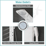 Plantex SS-304 Marble Textured Shower Panel for Bathroom with Showerhead/Hand Shower with Hose Pipe & Clamp/ Body Massage Jets/Bathroom Shower System -(KM-8099)