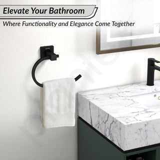 Plantex Stainless Steel Towel Holder for Bathroom/Towel Ring Holder/Napkin Holder for Washbasin/Napkin Ring/Bathroom Accessories – Pack of 1, Aqua (Black)