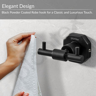 Plantex 304 Grade Stainless Steel Robe Hook/Cloth Holder/Towel Hanger/Bathroom Accessories - Nipron (Black)