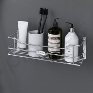 Plantex Wall Mounted Shelf for Bathroom/Stainless Steel Kitchen Shelf with Railings/Perfume Rack/Bathroom Accessories Holder (14 inch, Chrome)