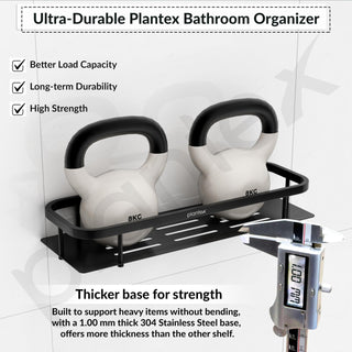 Plantex 304 Stainless Steel Bathroom Shelf/Wall Mounted Bathroom Organiser with Drill/Kitchen Storage Shelf(15X5 Inch-Black Finish)
