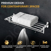 Plantex Towel Rack for Bathroom/Pure Brass Towel Holder/24 Inch Towel Stand/Towel Bar/Bathroom Accessories - Pack of 1 (APS-GIA-13, Chrome)