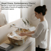 Plantex Ceramic Tabletop Basin Sink/Basin for Bathroom/Wash Basin/Washbasin for Restaurant, Hotel (Marble Finish, 18 x 13 x 5.5 Inch)