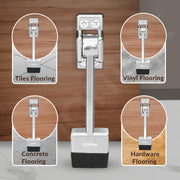 Plantex Heavy Duty 5 Inch Kick Down Door Stopper with Strong Rubber Grip for Tile/Vinyl/Hardwoods/Carpet Floor for Home and Office Doors - Pack of 2 (Silver Chrome)