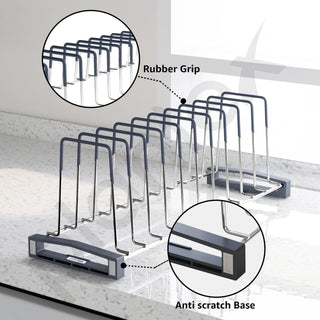 Plantex Stainless Steel Thali Stand/Dish Rack Kitchen Cabinet/Plate Stand for Modular Kitchen/Tandem Box Accessories - 10 Sections (Chrome/Pack of 1)