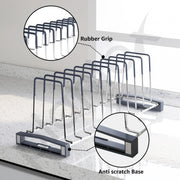 Plantex Stainless Steel Thali Stand/Dish Rack Kitchen Cabinet/Plate Stand for Modular Kitchen/Tandem Box Accessories - 10 Sections (Chrome/Pack of 1)