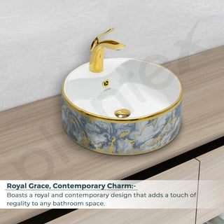 Plantex Table Top Wash Basin For Bathroom/Small Basin for Handwash/Countertop Washbasin - Indo-European Collection (16 x 16 x 6 Inch)