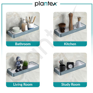 Plantex Shelf for Bathroom/Aluminium and Acrylic Multipurpose Shelf/15x5 inch Shelf for Home/Office/Hotel - Pack of 1 (Grey and Milky White)