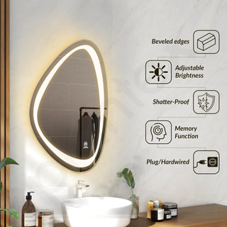 Plantex LED Bathroom Mirror with 3 Tone/Designer Mirror for Living Room/Bedroom/Dressing Room - Triangle Shape (HM-001, 18 X 24 Inch)