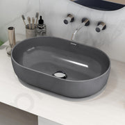 Plantex Wash Basin for Bathroom/Tabletop Designer Ceramic Basin/Countertop Wash Basin for Home/Office (Metalic grey - 22 x 14 x 6 Inch)