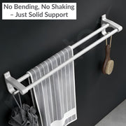 Plantex Dual Towel Rod for Bathroom/Space Aluminium Towel Holder/24 Inch Towel Hanger with Side Hooks/Bathroom Accessories - Pack of 1 (Silver)