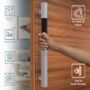Plantex Door Handle/Stainless Steel Handle for Main Door/18 Inch Pull-Push Handle for Home/Office/Hotel - Pack of 1 (Satin and Black) - 3 Years Warranty