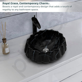 Plantex Ceramic Basin for Bathroom/Table Top Wash Basin/Washbasin for Living Room/Restaurant (Marble Finish, 17 x 15 x 6 Inch)
