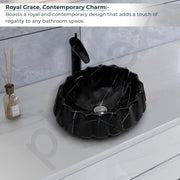 Plantex Ceramic Basin for Bathroom/Table Top Wash Basin/Washbasin for Living Room/Restaurant (Marble Finish, 17 x 15 x 6 Inch)