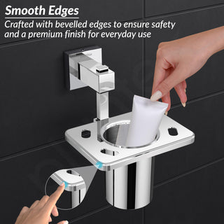 Plantex 304 Grade Stainless Steel Tooth Brush Holder/Tumbler Holder/Bathroom Accessories - Splash (Chrome)